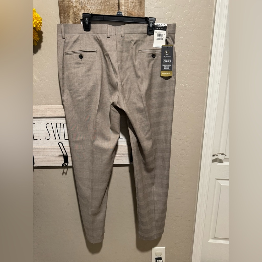 Haggar Premium Stretch Tailored Fit Pants - Light Brown - Picture 10 of 10